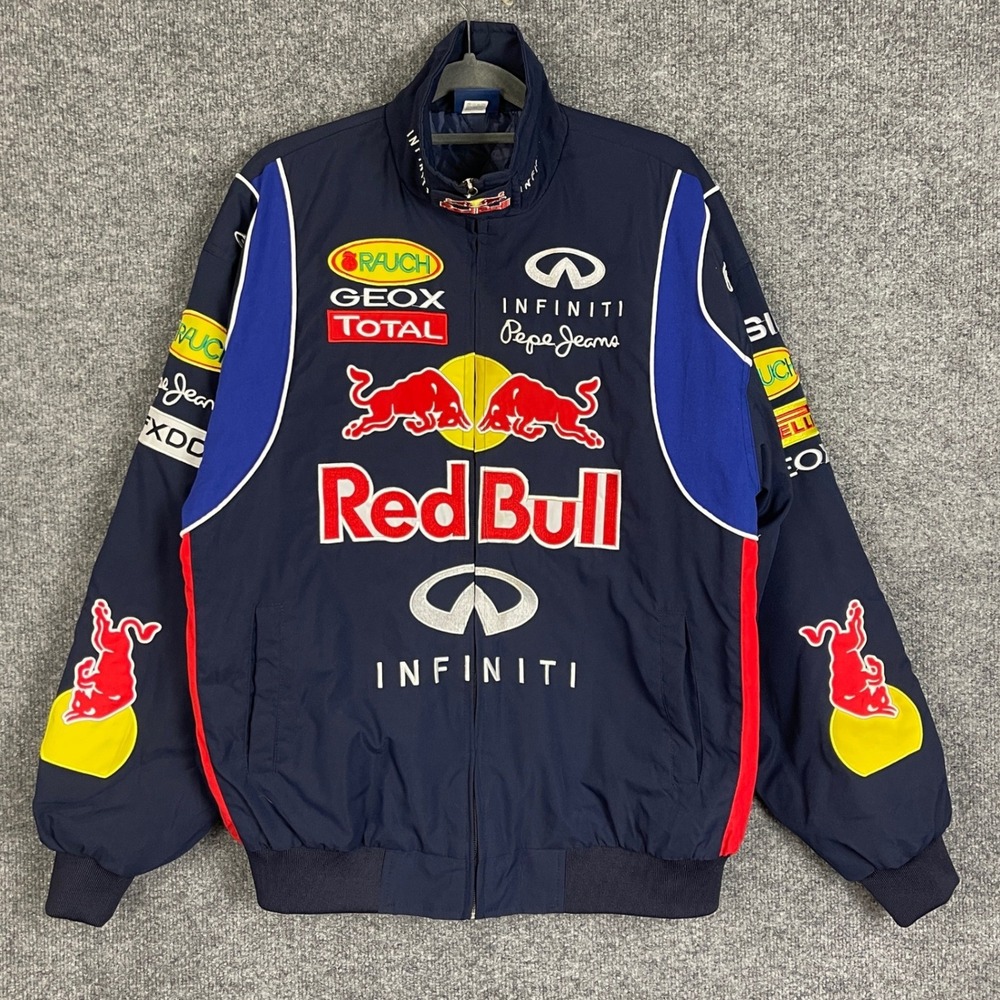 Red Bull Racing Jacket Mens M Navy Blue Infiniti F1 Bomber Jacket